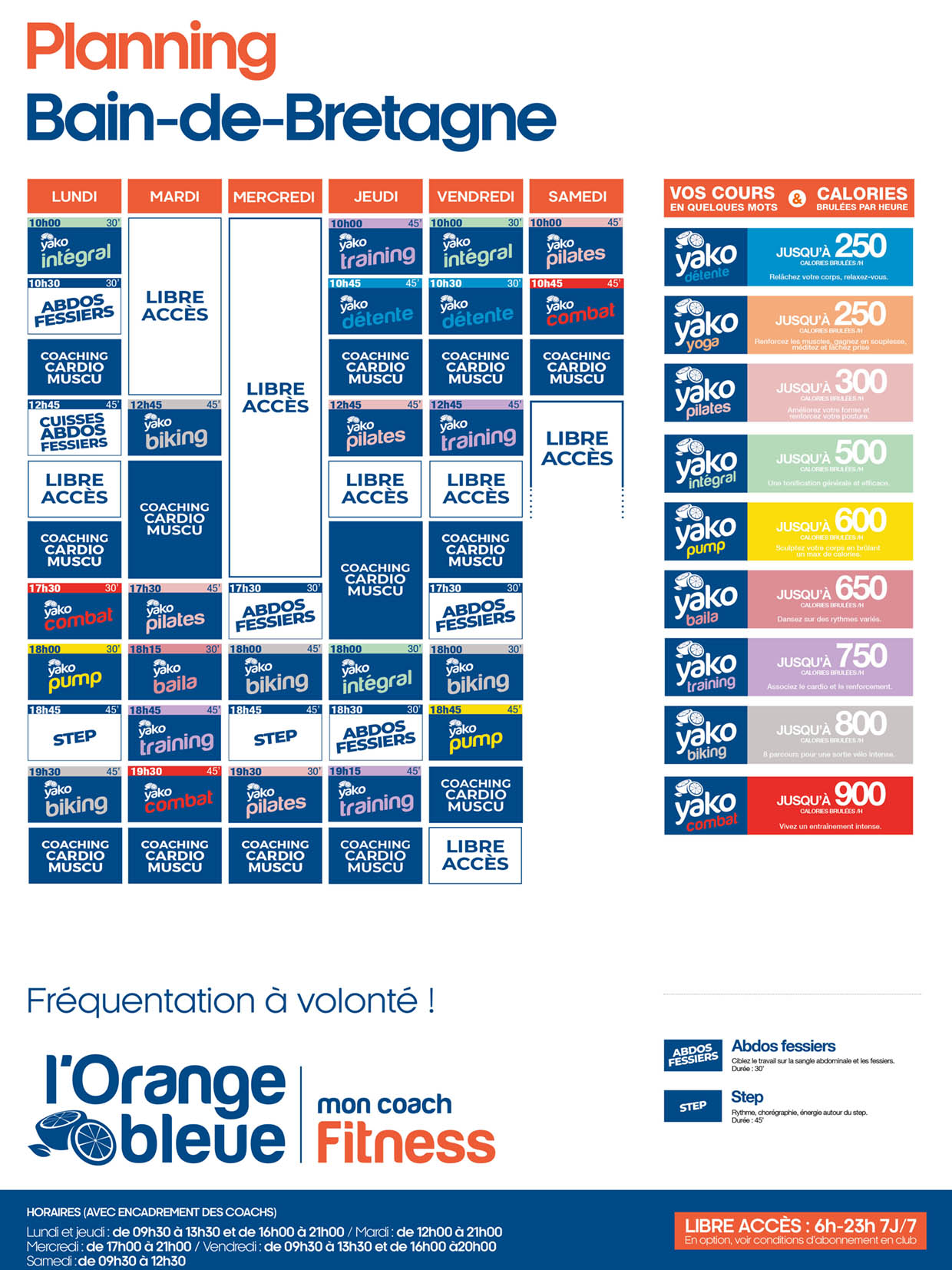 25 planning salle de sport bain de bretagne